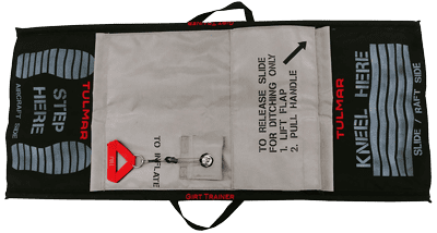 A Girt trainer cutout with instructions and arrows, lying flat on a surface.